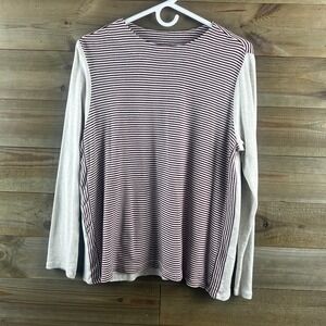 J Jill Womens  Shirt Perfect Pima Striped A-line Top Nautical Preppy Size Medium